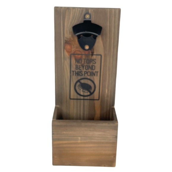 None Other - Bottle Top Opener and Bin, No Tops Beyond This Point, Wood